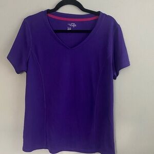 Made for Life Purple Short Sleeve V-Neck Top